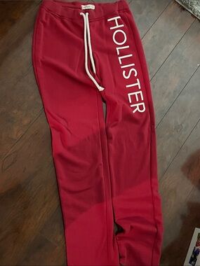 Hollister Red Logo Sweatpants with Drawstring